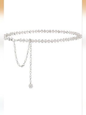Never Worn. Silver Crystal Chain Waist Belt